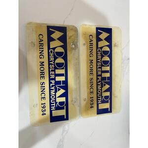 Vintage Moothart Chrysler Plymouth License Plate Inserts Dealership Set 2